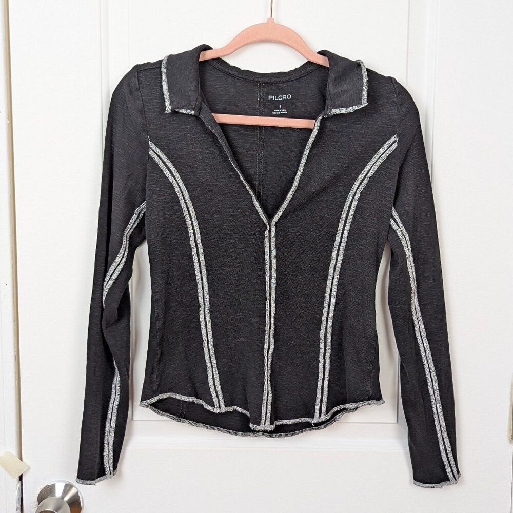 PILCRO | Gray Long Sleeve Top Size Small
